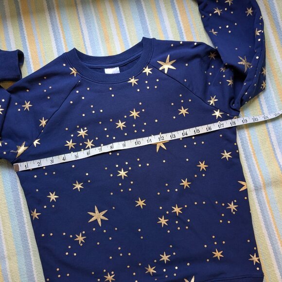 ⭐ Hanna Anderson Navy and Gold Star & polka dot terry sweatshirt size 12 - Picture 7 of 11